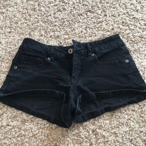 Black denim shorts